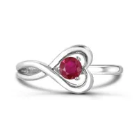 Sterling Silver Ruby Infinity Heart Ring