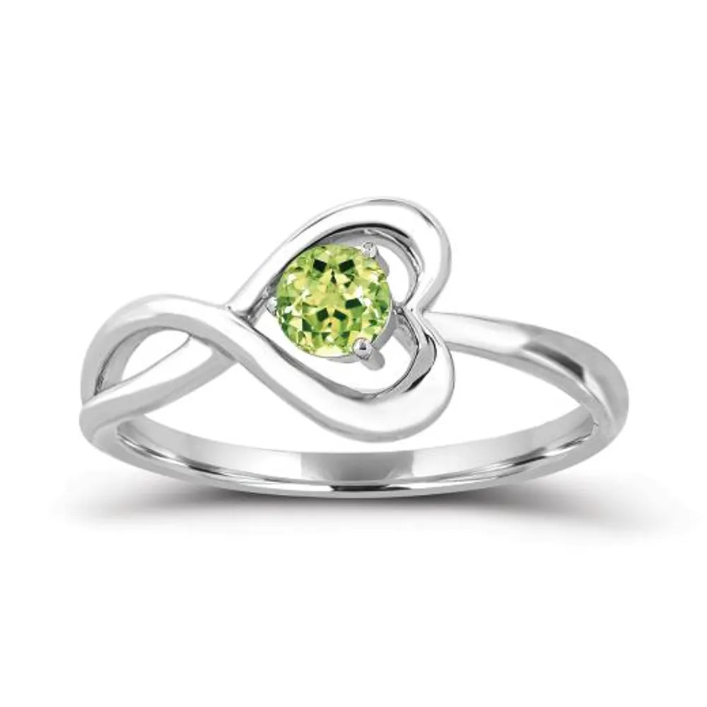 Sterling Silver Peridot Infinity Heart Ring