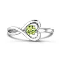 Sterling Silver Peridot Infinity Heart Ring