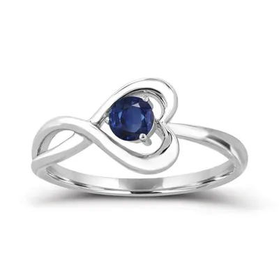 Sterling Silver Sapphire Infinity Heart Ring
