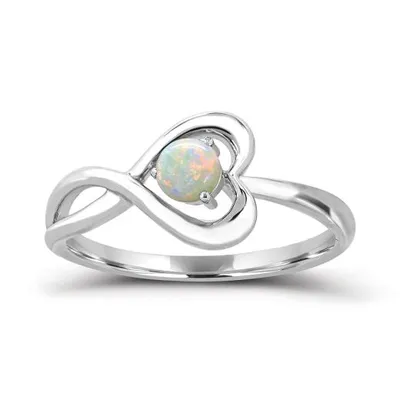 Sterling Silver Opal Infinity Heart Ring