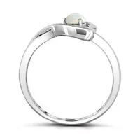 Sterling Silver Opal Infinity Heart Ring