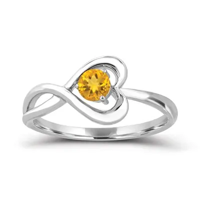 Sterling Silver Citrine Infinity Heart Ring