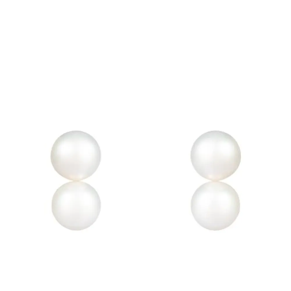 14K Yellow Gold 6-6.5mm Double Freshwater Pearl Earrings