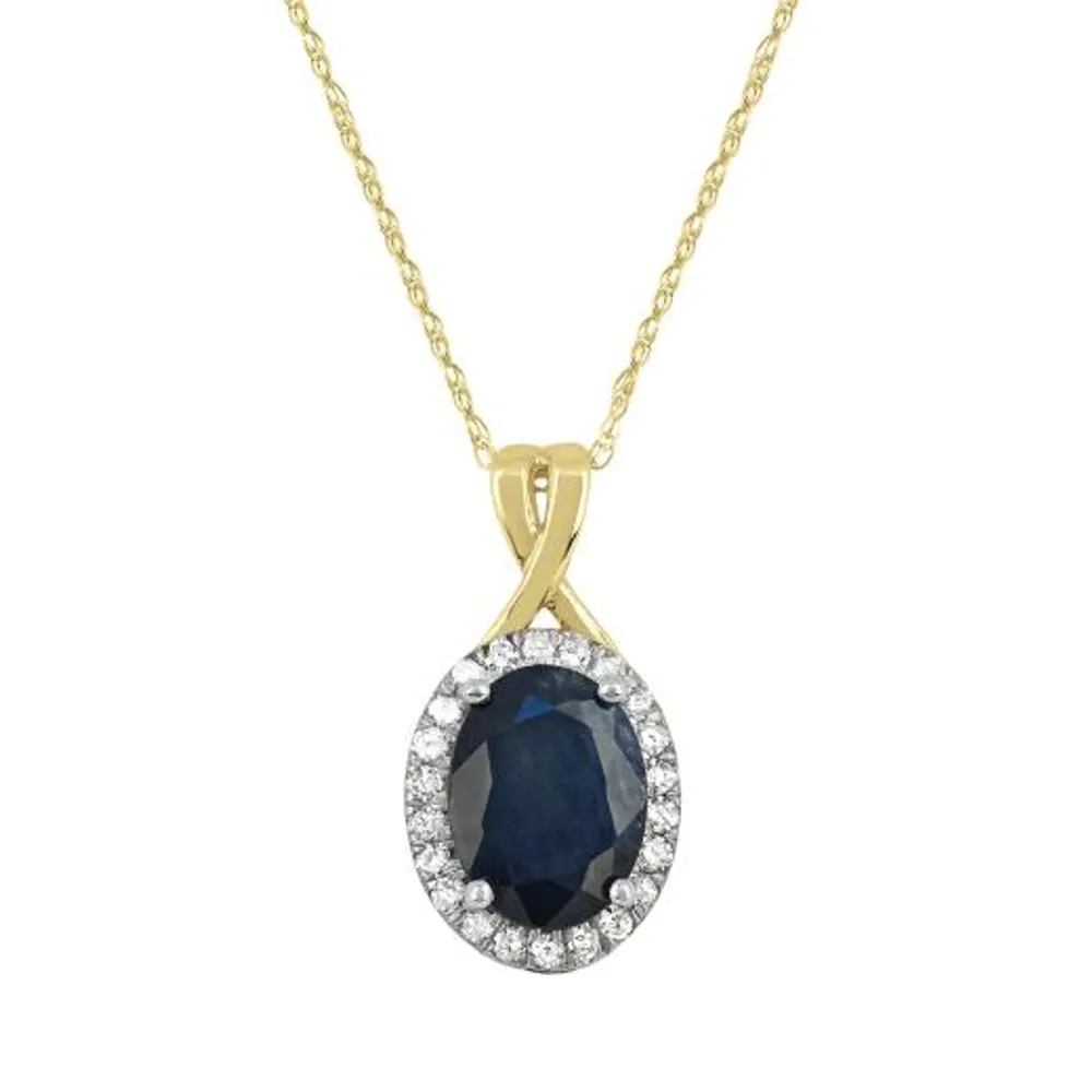 10K Yellow Gold Sapphire and Diamond Infinity Pendant