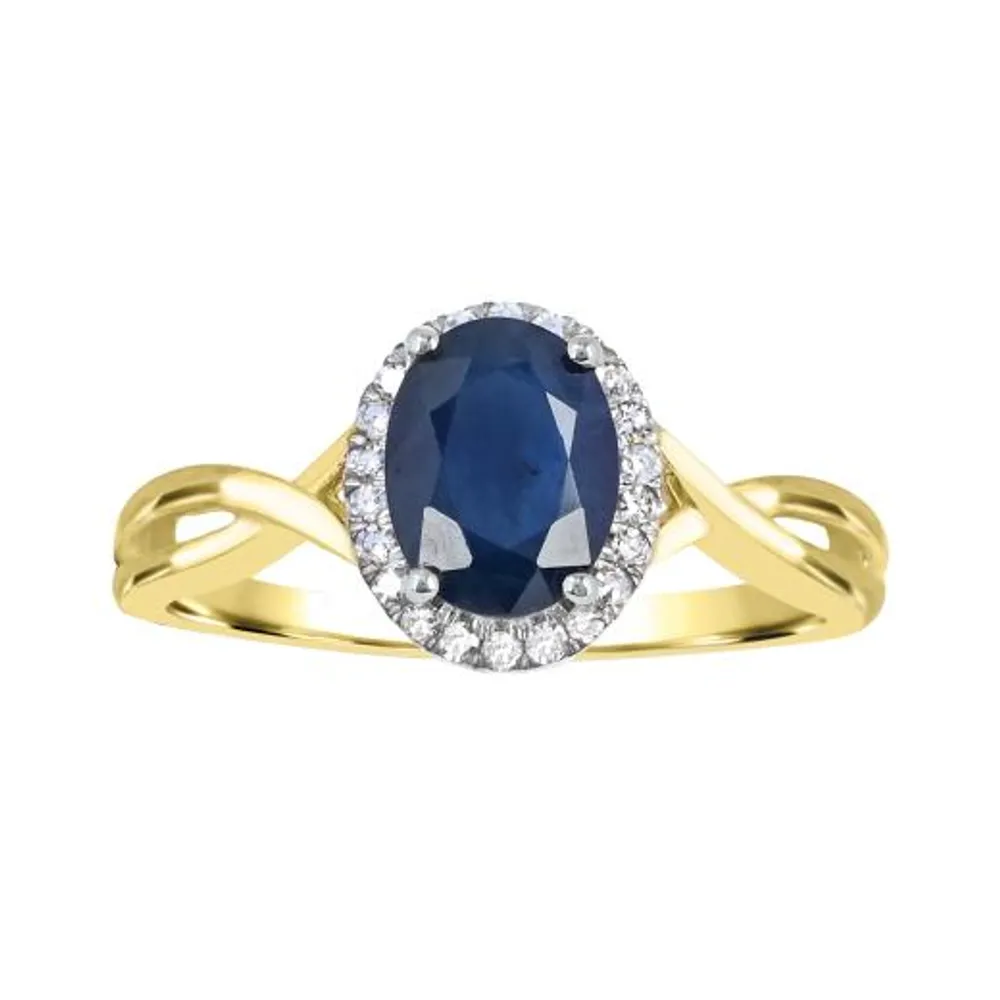 10K Yellow Gold Sapphire and Diamond Infinity Ring