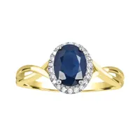 10K Yellow Gold Sapphire and Diamond Infinity Ring