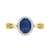 10K Yellow Gold Sapphire and Diamond Infinity Ring