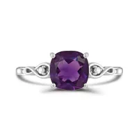 10K White Gold Amethyst and Diamond Infinity Ring