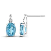 10K White Gold Swiss Blue Topaz and White Topaz Infinity Earrings