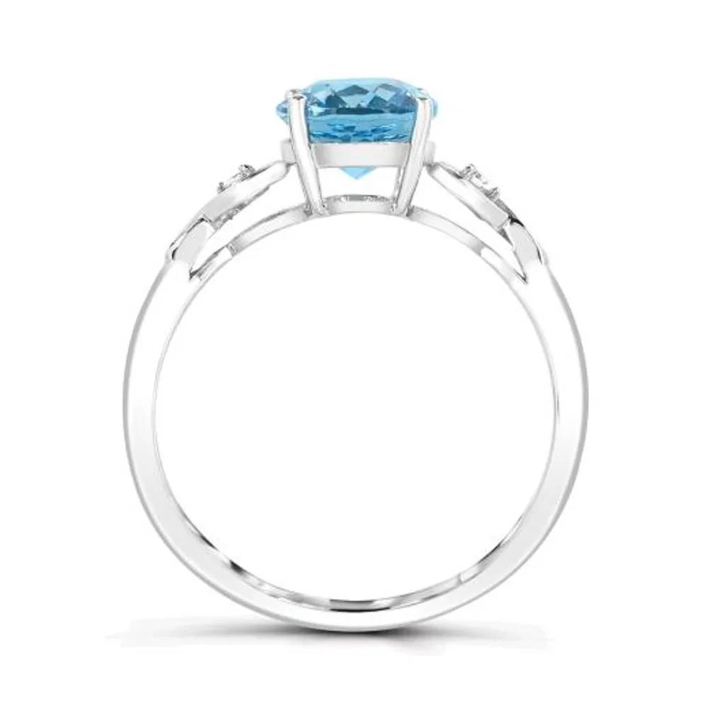 10K White Gold Swiss Blue Topaz and White Topaz Infinity Ring