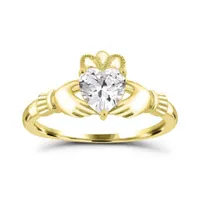 10K Yellow Gold Cubic Zirconia Claddagh Ring