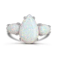 Sterling Silver Created Opal Ring