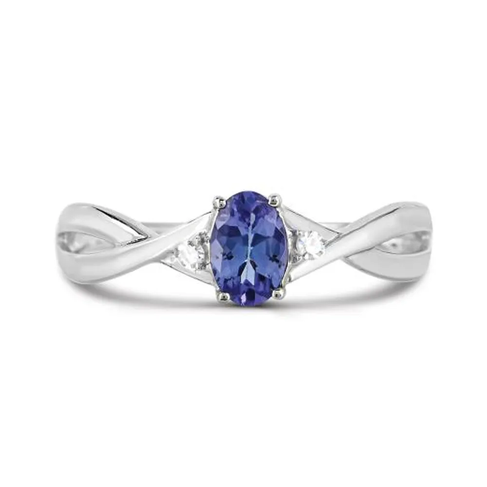 10K White Gold Tanzanite and Diamond Ring