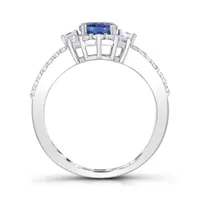 Sterling Silver Tanzanite and White Zircon Ring
