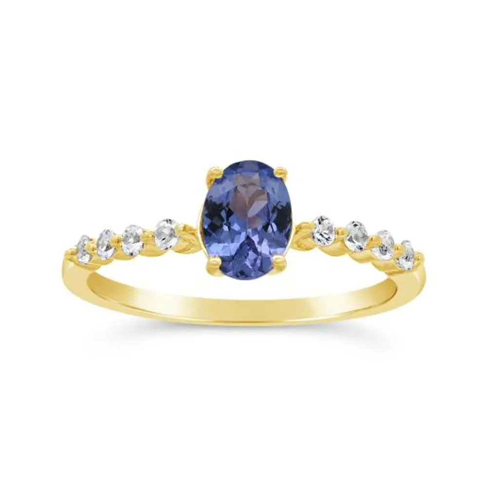 10K Yellow Gold Tanzanite and White Sapphire Ring