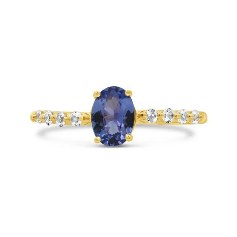 10K Yellow Gold Tanzanite and White Sapphire Ring