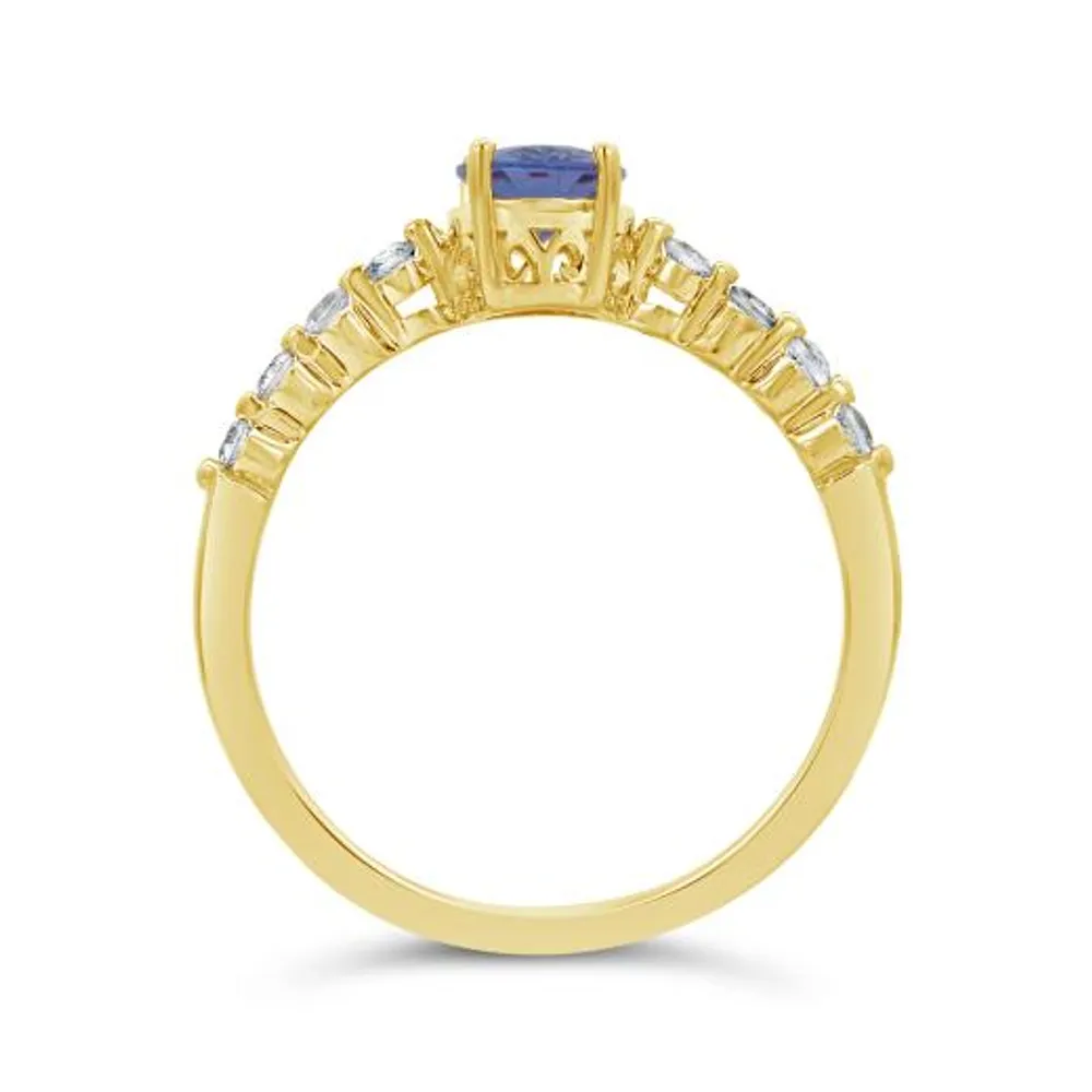 10K Yellow Gold Tanzanite and White Sapphire Ring