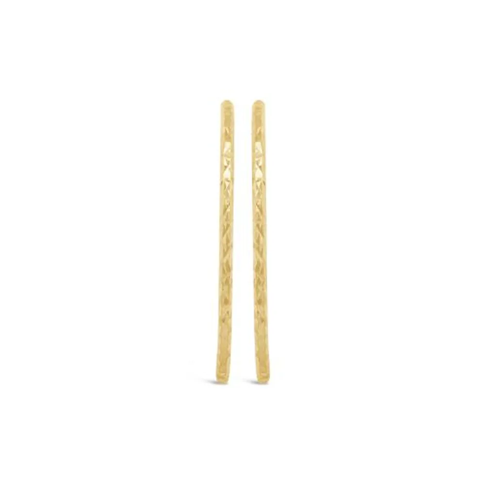 10K Yellow Gold Diamond Cut Hoop Earring