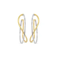 10K Yellow & White Gold Double Twisted Hoop Earring