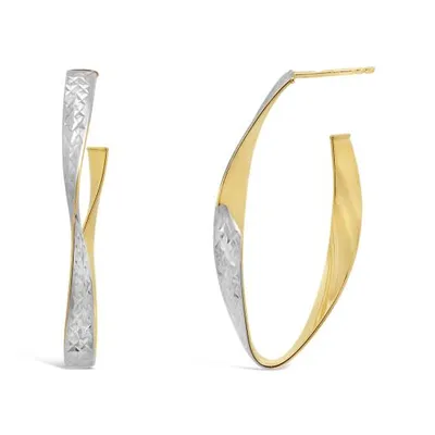 10K Yellow & White Gold Diamond Cut Drop Earring