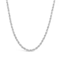 10K White Gold 24" 2mm Semi Solid Diamond Cut Rope Chain