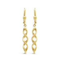 10K Yellow Gold Corkscrew Drop Earrings