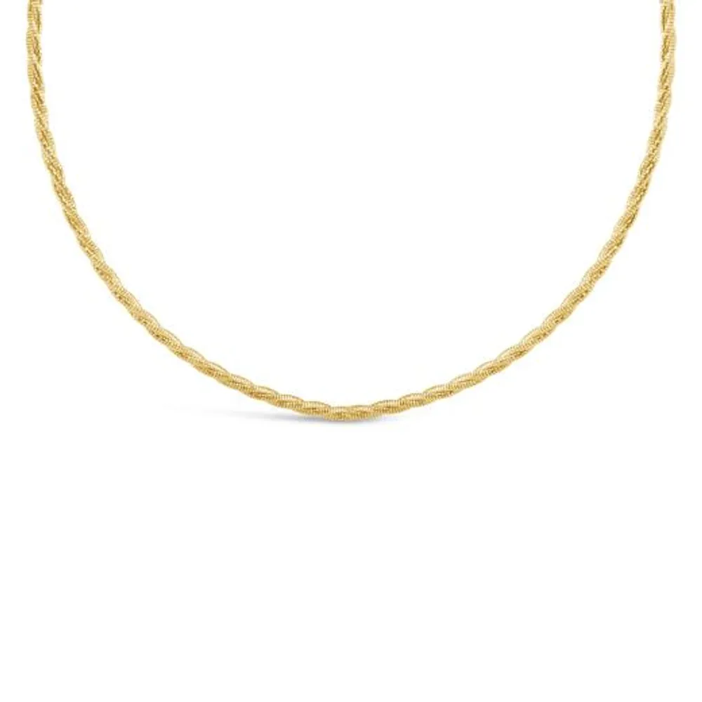 10K Yellow Gold 16" + 2" Extender Braided Spring Omega Chain