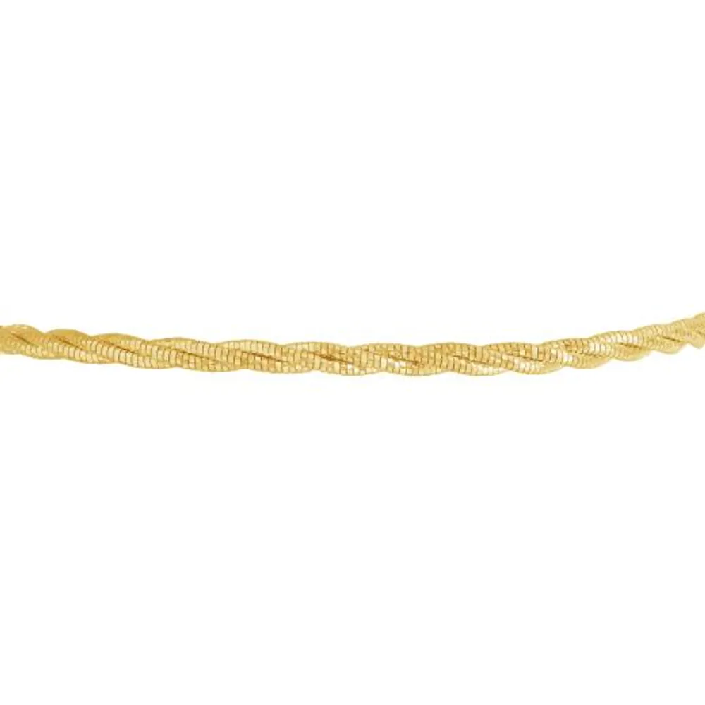 10K Yellow Gold 7" + 1" Extender Braided Spring Omega Bracelet