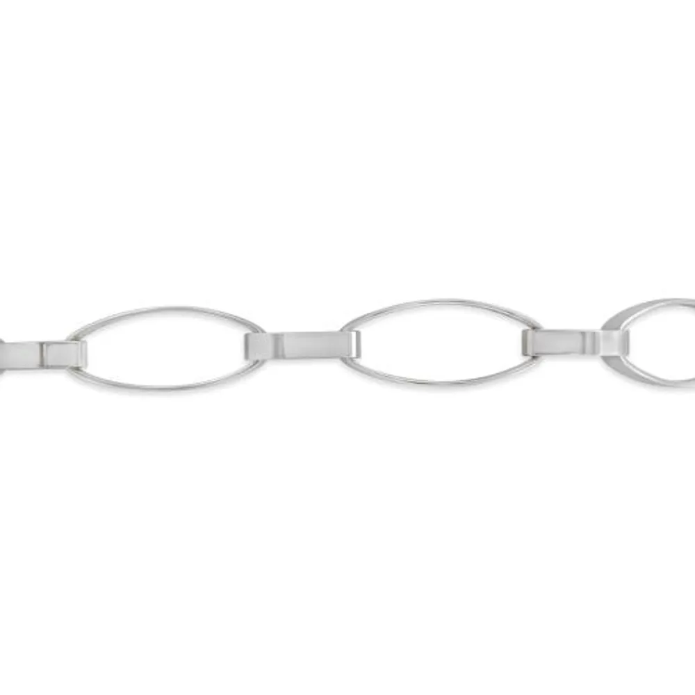 10K White Gold 7.5" Oval Paperclip Link Bracelet