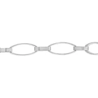 10K White Gold 7.5" Oval Paperclip Link Bracelet