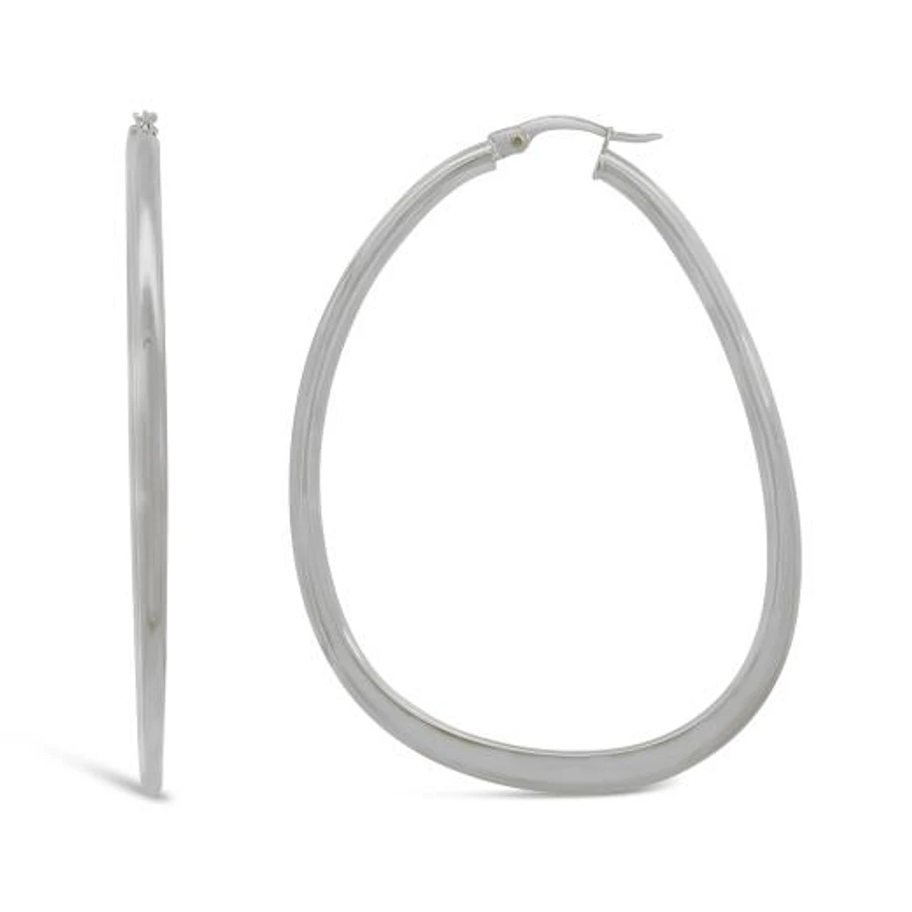 10K White Gold Large Hoop Earring