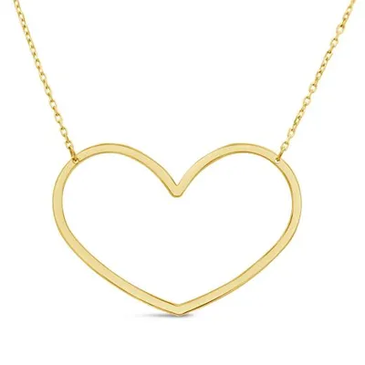 10K Yellow Gold Large Heart Necklace 18