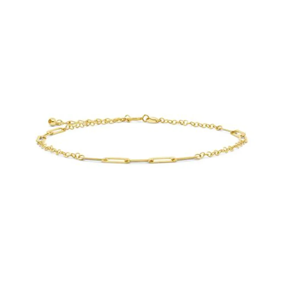10K Yellow Gold 8.5" Paperclip Link Anklet
