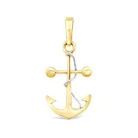 10K Yellow & White Gold Anchor Pendant (Chain Not Included)