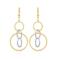 10K Yellow & White Gold Circle Drop Earrings