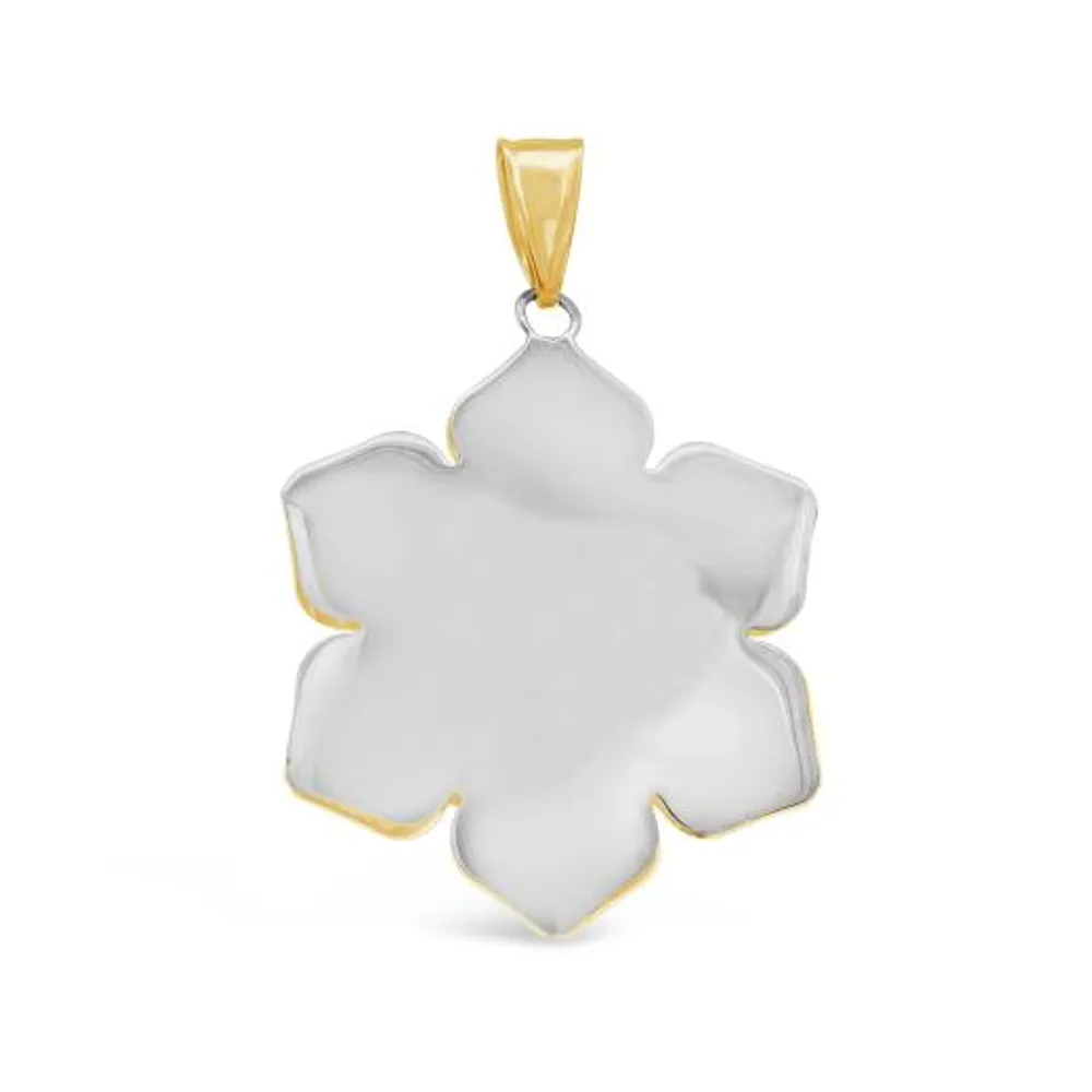 10K Yellow & White Gold Snowflake Pendant (Chain Not Included)