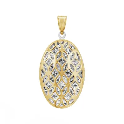 10K Yellow & White Gold Oval Open Pendant (Chain Not Included)