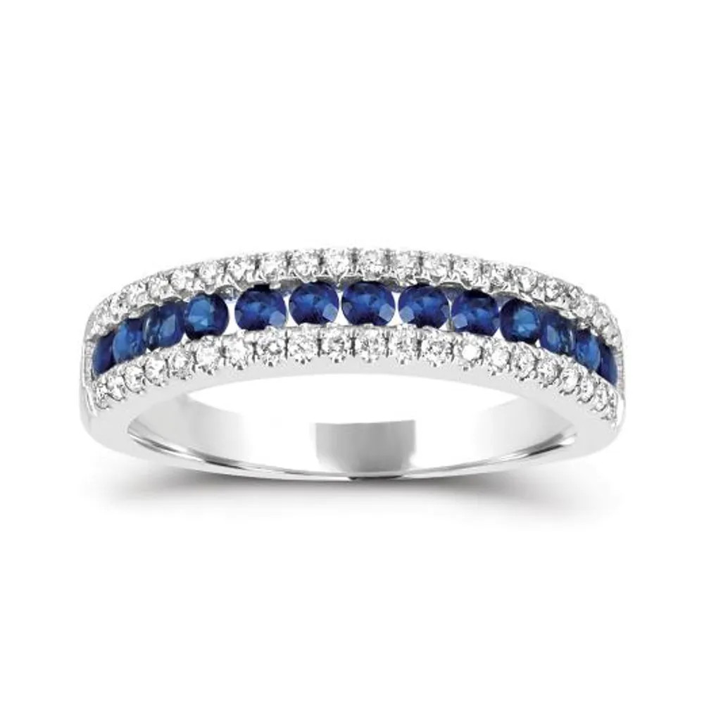 14K White Gold Sapphire and Diamond Ring