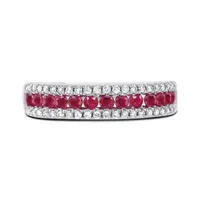 14K White Gold Ruby and Diamond Ring