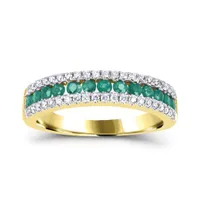 14K Yellow Gold Emerald and Diamond Ring