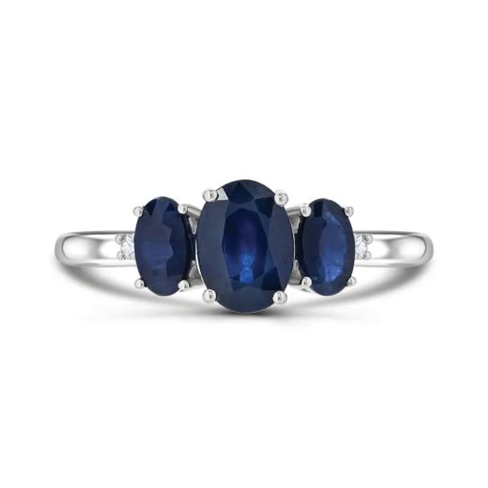 14K White Gold Sapphire & Diamond Ring