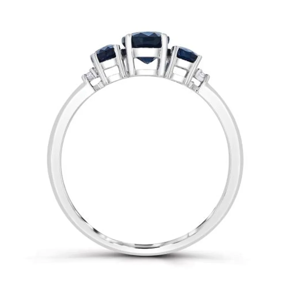 14K White Gold Sapphire & Diamond Ring