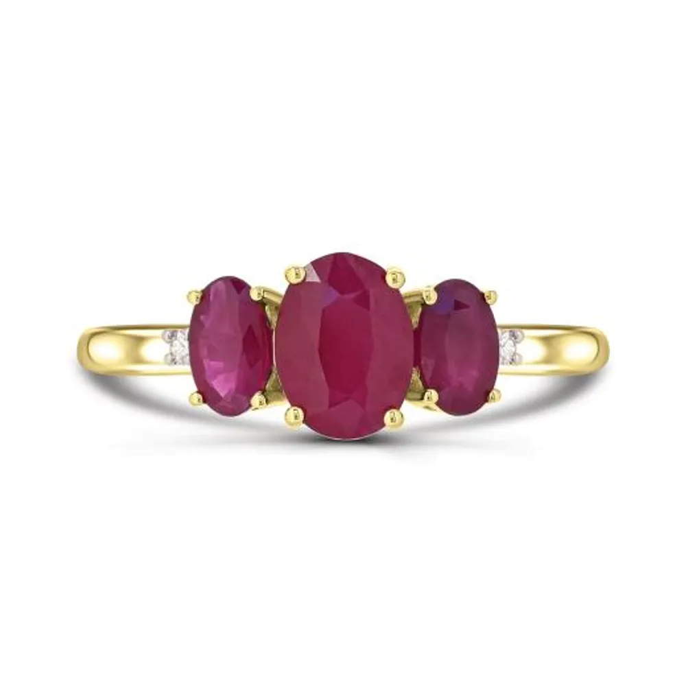 14K Yellow Gold Ruby and Diamond Ring