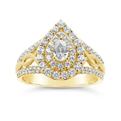 14K Yellow Gold 1.18CTW Pear Shaped Diamond Fashion Ring