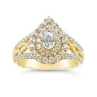 14K Yellow Gold 1.18CTW Pear Shaped Diamond Fashion Ring