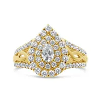 14K Yellow Gold 1.18CTW Pear Shaped Diamond Fashion Ring