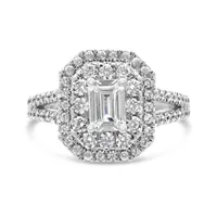 Jenny Packham 18K White Gold Lab Grown 2.00CTW Emerald Cut Diamond Bridal Ring