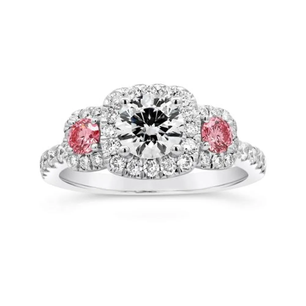 Jenny Packham 18K White Gold Lab Grown 1.75CTW White & Pink Diamond Bridal Ring