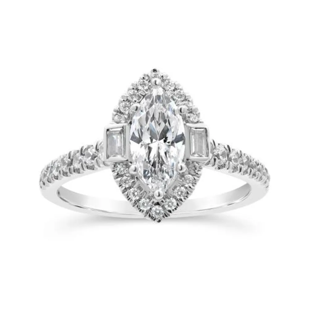 Jenny Packham 18K White Gold Lab Grown 1.50CTW Marquise Diamond Bridal Ring